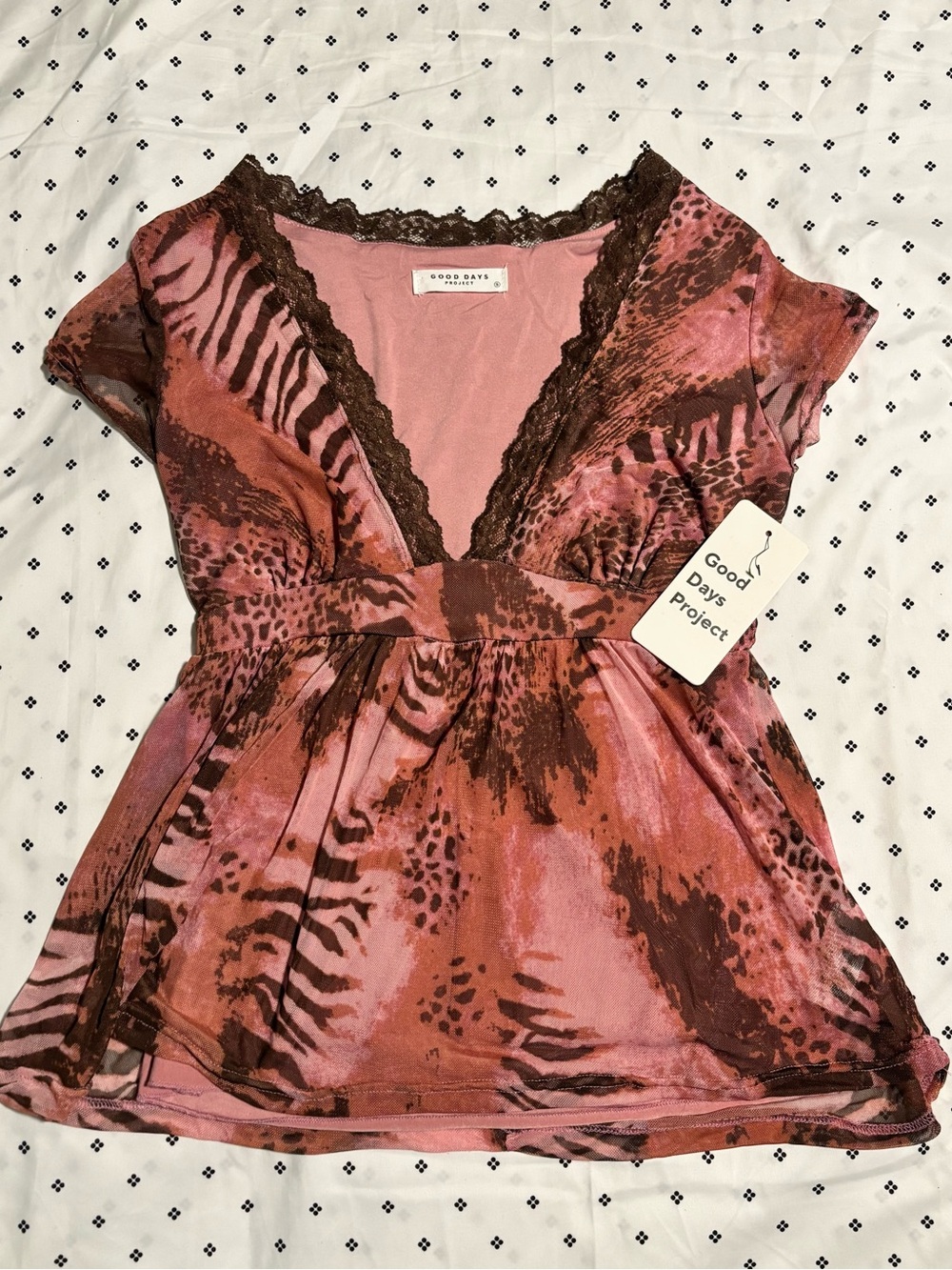 good days project pink and brown babydoll top